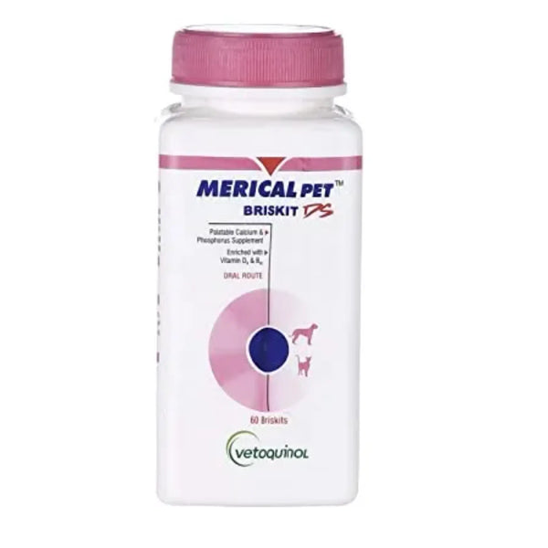 Vetoquinol Merical Pet Briskit Calcium Phosphorus Supplement 60 Tabs