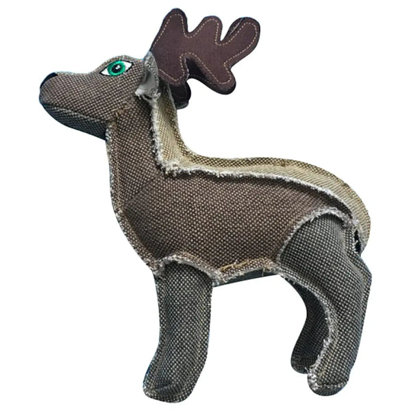 Nutrapet Jute Deer Tough Squeaky Dog Toy
