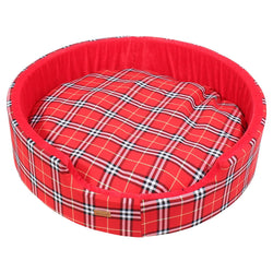 Red Color Designer Check Bed for Large Dogs