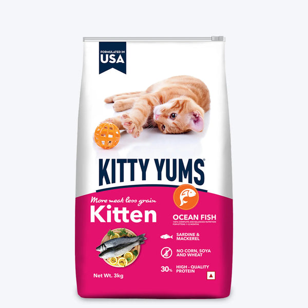 Kitty Yums Kitten(1-12 Months) Dry Cat Food Ocean Fish 3 kg
