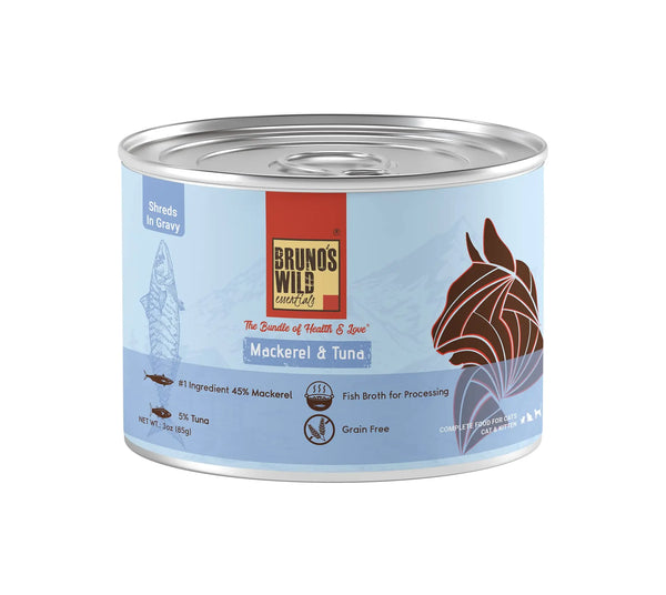 Brunos Wild Essentials Grain Free Wet Cat Food Mackerel & Tuna in Gravy 85 gms (Pack of 12)